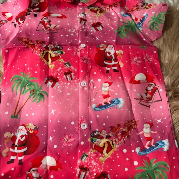 Festive Pink Santa Kids Shirt - Picture 2 of 5
